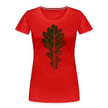 Feuille de chêne / FEUILLE / CHÊNE Nature et Forêt - T-shirt bio Premium Femme - rouge - Devant - Mia (176cm)