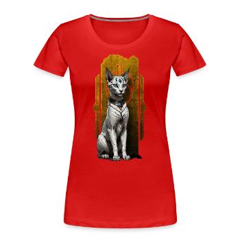 Majesté vigilante de Bastet : Protecteur du divin - T-shirt bio Premium Femme - rouge - Devant - Mia (176cm)