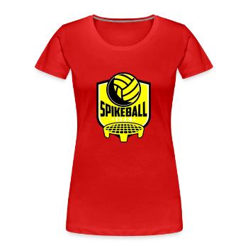 Farben änderbar | Roundnet Spikeball Team Fun - Frauen Premium Bio T-Shirt - Rot - Vorne - Mia (176cm)