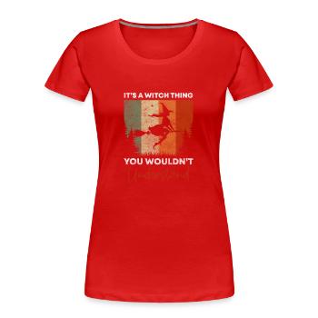 Witch Witch's Broom Magic Mystical - Women's Premium Organic T-Shirt - red - Front - Mia (176cm)