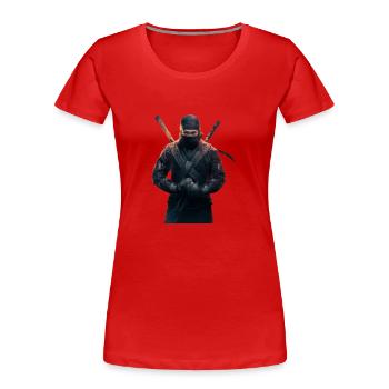 Ninja avec des épées - T-shirt bio Premium Femme - rouge - Devant - Mia (176cm)