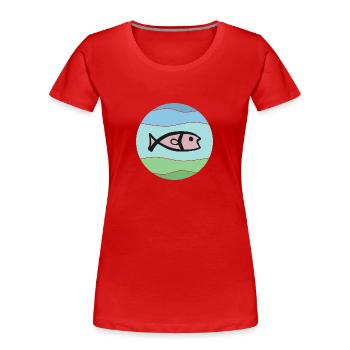 Poissons dans l’habitat aquatique - T-shirt bio Premium Femme - rouge - Devant - Mia (176cm)