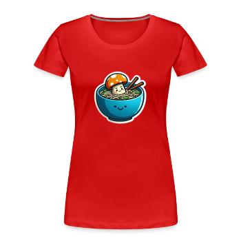 Eine Nudelsuppe mit Pilz im Kawaii Style - Frauen Premium Bio T-Shirt - Rot - Vorne - Mia (176cm)