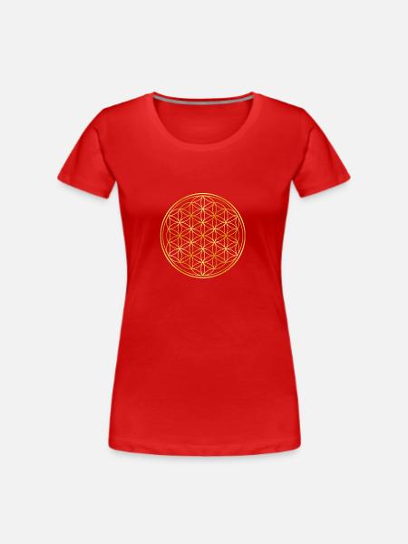 Blume des Lebens - Frauen Premium Bio T-Shirt - Rot