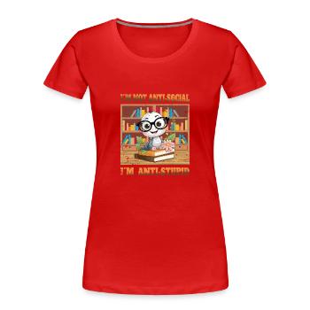 Schlaue Wurm - Frauen Premium Bio T-Shirt - Rot - Vorne - Mia (176cm)