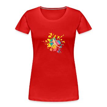 Clôture Clôture - T-shirt bio Premium Femme - rouge - Devant - Mia (176cm)