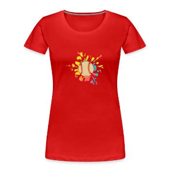 Baseballspieler Baseball - Frauen Premium Bio T-Shirt - Rot - Vorne - Mia (176cm)