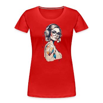 Farbspiel der Geometrie Porträt moderner Frau - Frauen Premium Bio T-Shirt - Rot - Vorne - Mia (176cm)