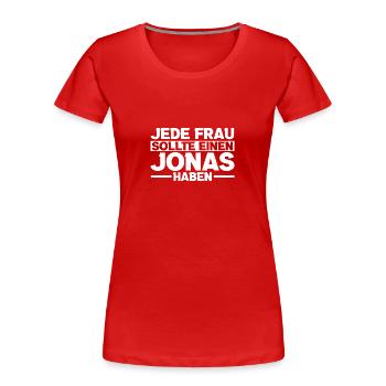Jonas - T-shirt bio Premium Femme - rouge - Devant - Mia (176cm)