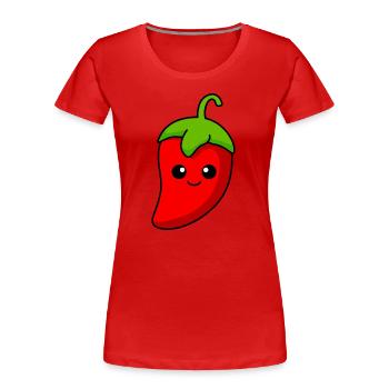 Chilli Comic - Frauen Premium Bio T-Shirt - Rot - Vorne - Mia (176cm)