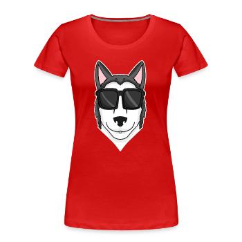 Siberian Husky dog with sunglasses - Women's Premium Organic T-Shirt - red - Front - Mia (176cm)