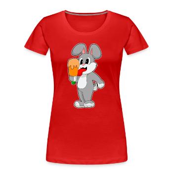Rabbit Popsicle - Women's Premium Organic T-Shirt - red - Front - Mia (176cm)