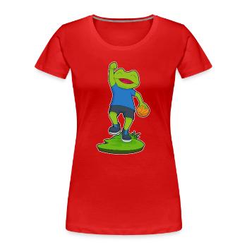 Frog Basketball Player Basketball - Women's Premium Organic T-Shirt - red - Front - Mia (176cm)