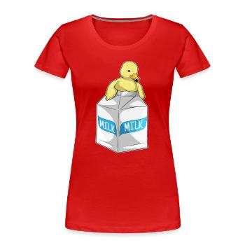 Ente Milch - Frauen Premium Bio T-Shirt - Rot - Vorne - Mia (176cm)