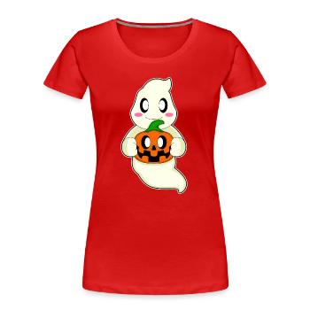 Citrouille fantôme d’Halloween - T-shirt bio Premium Femme - rouge - Devant - Mia (176cm)