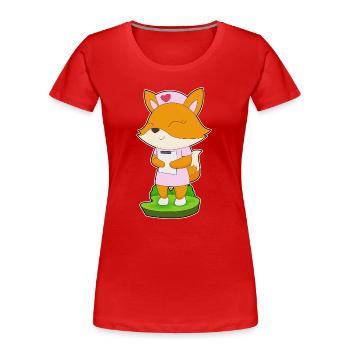 Fox Nurse - Women's Premium Organic T-Shirt - red - Front - Mia (176cm)