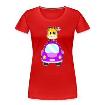 Giraffe Car - Women's Premium Organic T-Shirt - red - Front - Mia (176cm)