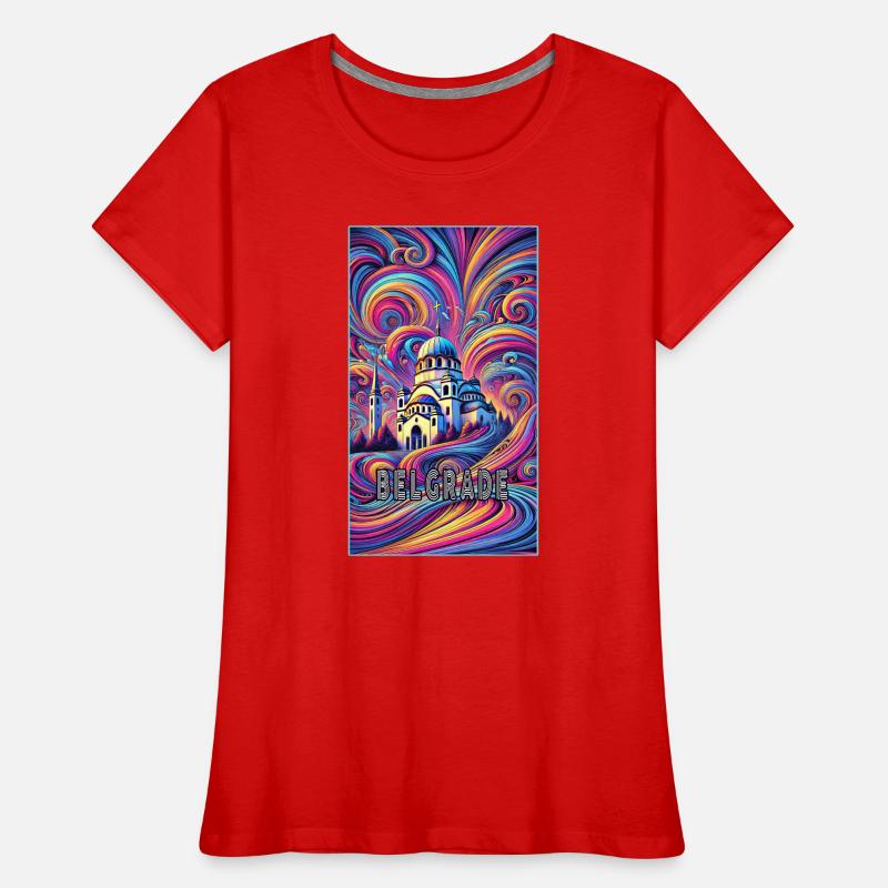 Conception panoramique de Belgrade, Serbie T-shirt bio Premium Femme