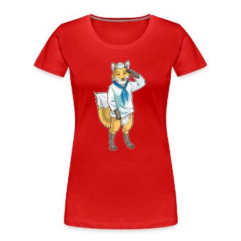 Fox Sailor Sailor's Hat - Women's Premium Organic T-Shirt - red - Front - Mia (176cm)