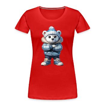 Polar Bear Polar Bear Teddy Fall Winter Outfit - Women's Premium Organic T-Shirt - red - Front - Mia (176cm)