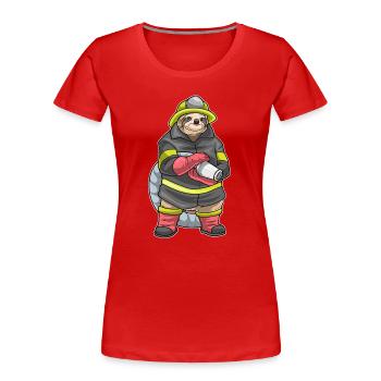 Faultier Feuerwehrmann Feuerwehrschlauch Feuerwehr - Frauen Premium Bio T-Shirt - Rot - Vorne - Mia (176cm)