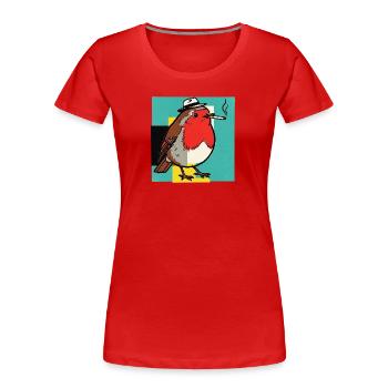 Robin Smoking - Frauen Premium Bio T-Shirt - Rot - Vorne - Mia (176cm)