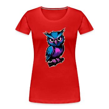 blue purple owl :) - Women's Premium Organic T-Shirt - red - Front - Mia (176cm)