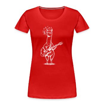 Alpaka, Gitarre, Kunst, Musik, Tier - Frauen Premium Bio T-Shirt - Rot - Vorne - Mia (176cm)
