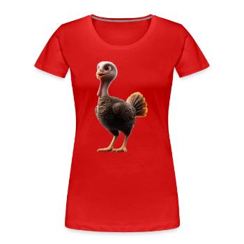 Dinde Poules Oiseaux Dinde - T-shirt bio Premium Femme - rouge - Devant - Mia (176cm)