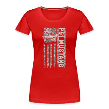 P-51 American Flag WW2 Military Camouflage - Women's Premium Organic T-Shirt - red - Front - Mia (176cm)