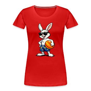 Bunny Beach Vibes with Ball - Women's Premium Organic T-Shirt - red - Front - Mia (176cm)