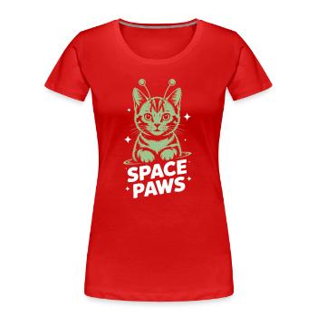 Weltraumkatze Astralpfoten - Frauen Premium Bio T-Shirt - Rot - Vorne - Mia (176cm)