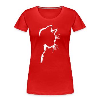 Katzen Silhouette Linienstil - Frauen Premium Bio T-Shirt - Rot - Vorne - Mia (176cm)
