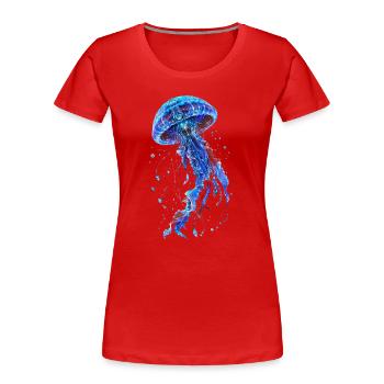 Méduse Bleue Étoilée - T-shirt bio Premium Femme - rouge - Devant - Mia (176cm)