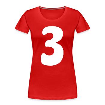 Three: Minimalist Numeral 3 | Third Party - Women's Premium Organic T-Shirt - red - Front - Mia (176cm)