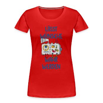 Le Grumeau Lässt Wünsche Wahr Werden - T-shirt bio Premium Femme - rouge - Devant - Mia (176cm)