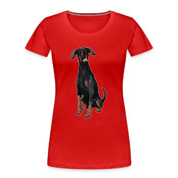 Dobermann - Frauen Premium Bio T-Shirt - Rot - Vorne - Mia (176cm)
