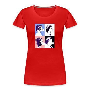 Reine II -Elizabeth Angleterre Reine,Chewing Gum,pop-art - T-shirt bio Premium Femme - rouge - Devant - Mia (176cm)