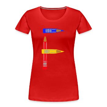crayons de couleur f - T-shirt bio Premium Femme - rouge - Devant - Mia (176cm)