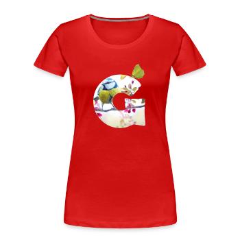 frühling vogel schmetterling g - Frauen Premium Bio T-Shirt - Rot - Vorne - Mia (176cm)