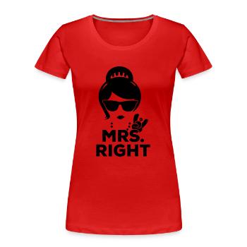 Paire correspondante drôle droit de M. et Mme - T-shirt bio Premium Femme - rouge - Devant - Mia (176cm)