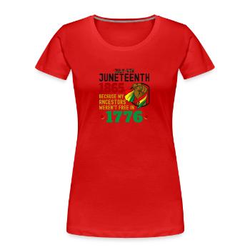 4 juillet 1865 Parce que mes ancêtres, Brown - T-shirt bio Premium Femme - rouge - Devant - Mia (176cm)