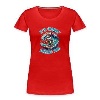 Lapin cool et élégant avec des lunettes de soleil - T-shirt bio Premium Femme - rouge - Devant - Mia (176cm)