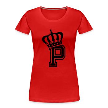 Buchstabe P - Frauen Premium Bio T-Shirt - Rot - Vorne - Mia (176cm)
