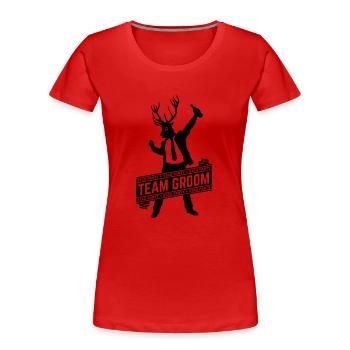 Team Groom / Stag Party (1C) - Women's Premium Organic T-Shirt - red - Front - Mia (176cm)