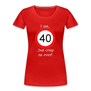 40 years but crisp script white - Women's Premium Organic T-Shirt - red - Front - Mia (176cm)