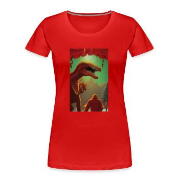 Creepy Horror Comic Alien sur une planète étrange terre - T-shirt bio Premium Femme - rouge - Devant - Mia (176cm)
