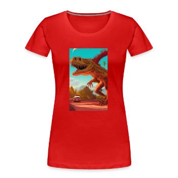 Creepy Horror Comic Alien sur une planète étrange terre - T-shirt bio Premium Femme - rouge - Devant - Mia (176cm)