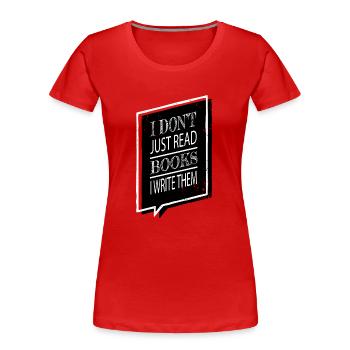 novel editor christmas writing cycling happy - Frauen Premium Bio T-Shirt - Rot - Vorne - Mia (176cm)