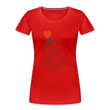 cockapoo Thor mit herzbrauner Strichzeichnung - Frauen Premium Bio T-Shirt - Rot - Vorne - Mia (176cm)